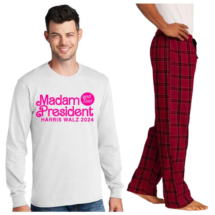 Madam President And Tim Harris & Tim Walz 2024 Long Sleeve Pajama Set