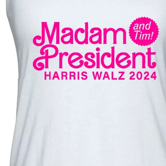 Madam President And Tim Harris & Tim Walz 2024 Ladies Essential Flowy Tank