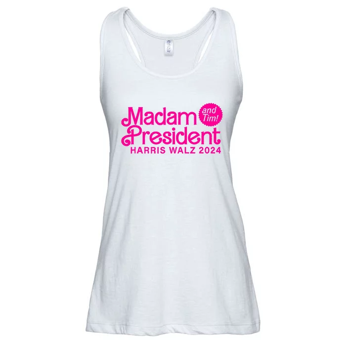 Madam President And Tim Harris & Tim Walz 2024 Ladies Essential Flowy Tank