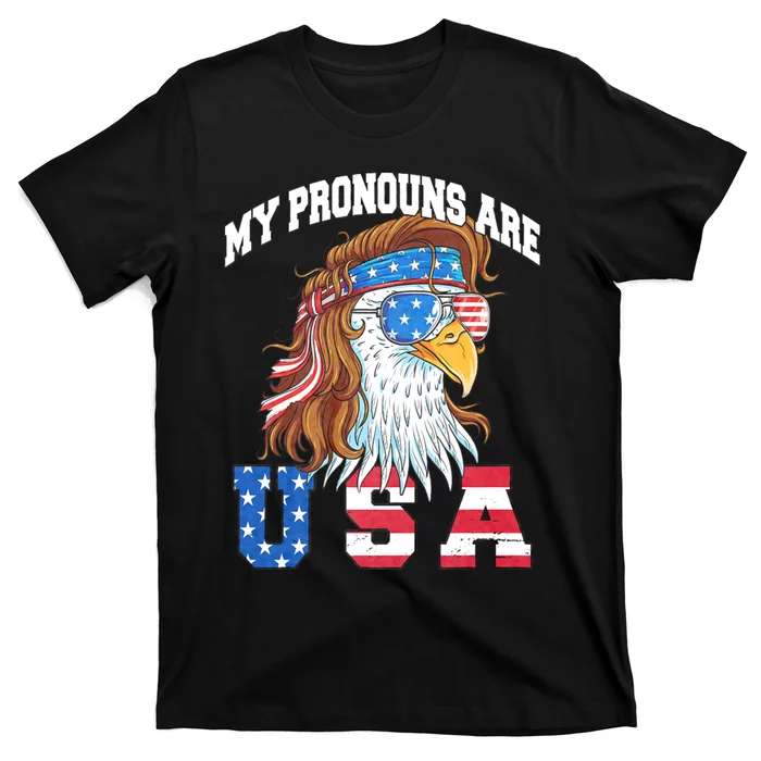 My Pronouns Are Usa Eagle American Funny 4th Of July T-Shirt