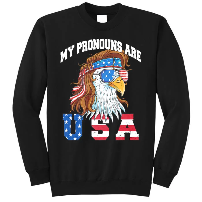 My Pronouns Are Usa Eagle American Funny 4th Of July Tall Sweatshirt