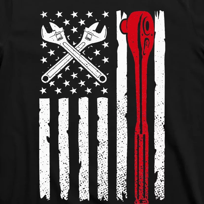 Mechanic Proud American Patriotic USA Flag of Tools T-Shirt