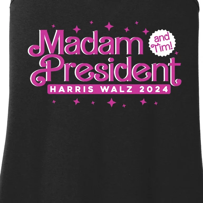 Madam President And Tim : Kamala Harris And Tim Walz 2024 Ladies Essential Tank