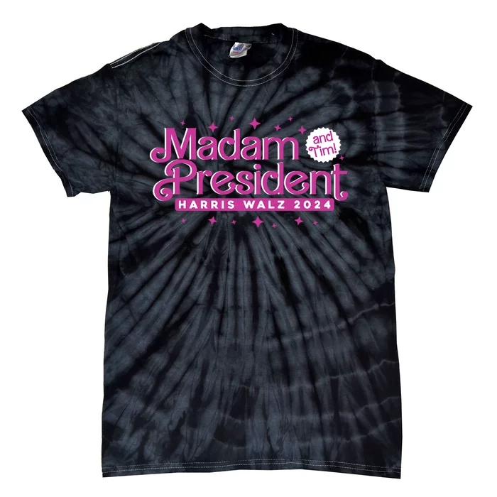 Madam President And Tim : Kamala Harris And Tim Walz 2024 Tie-Dye T-Shirt