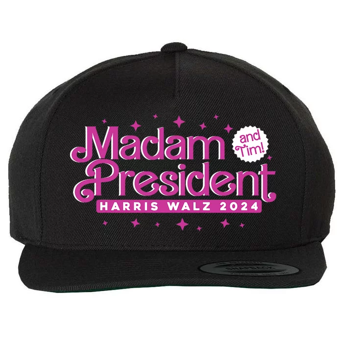 Madam President And Tim : Kamala Harris And Tim Walz 2024 Wool Snapback Cap