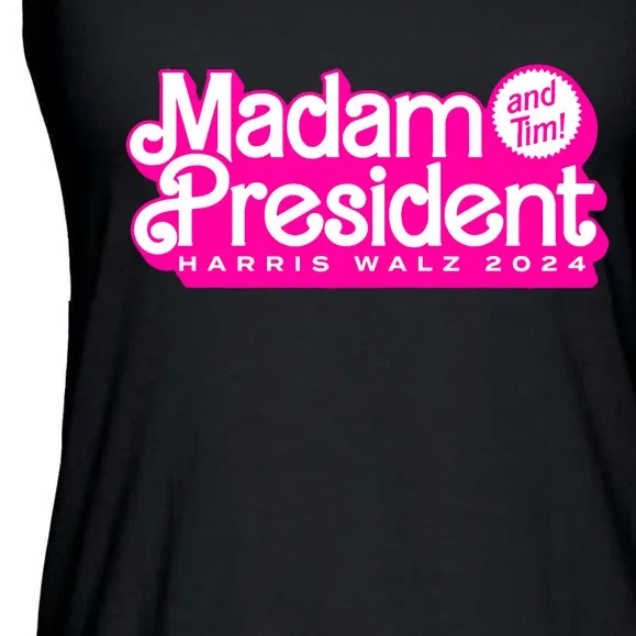 Madam President And Tim Harris & Tim Walz 2024 Ladies Essential Flowy Tank