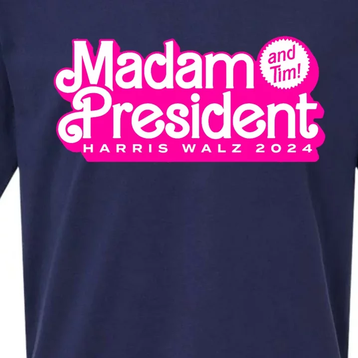 Madam President And Tim Harris & Tim Walz 2024 Sueded Cloud Jersey T-Shirt