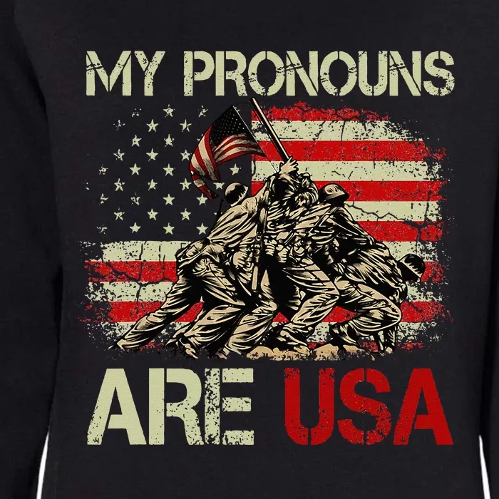 My Pronouns Are Usa 4th Of July American Flag Tie Dye Womens California Wash Sweatshirt