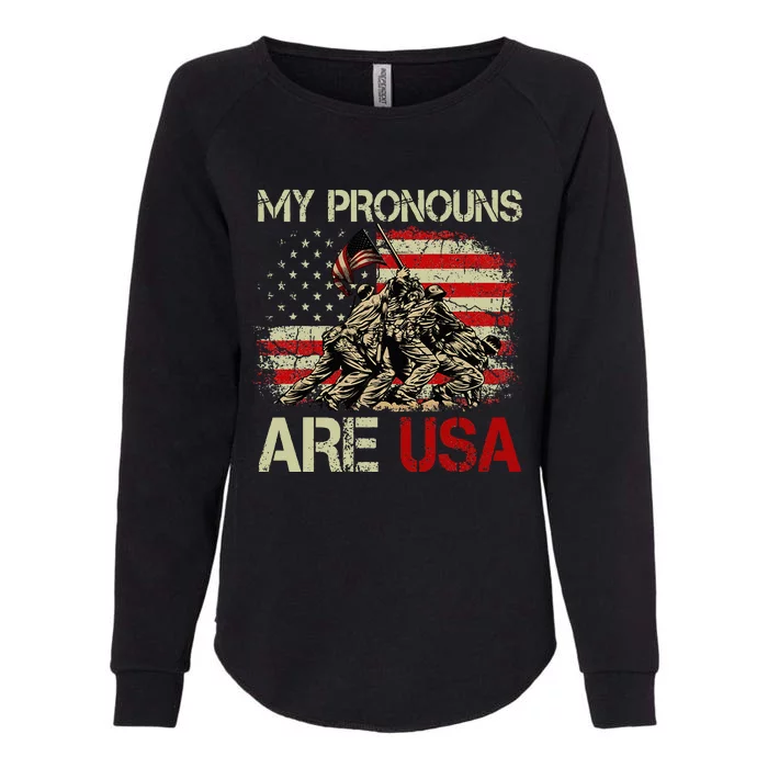 My Pronouns Are Usa 4th Of July American Flag Tie Dye Womens California Wash Sweatshirt