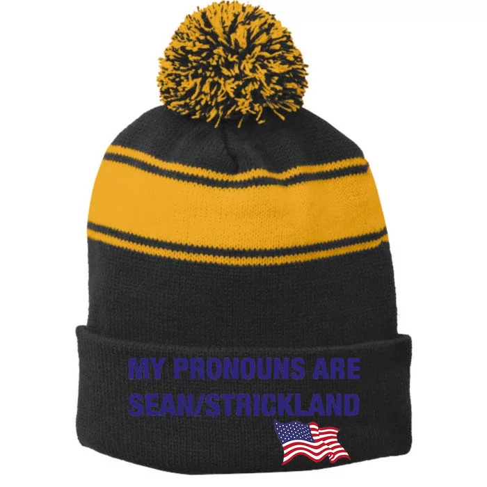 My Pronouns Are Sean Strickland Stripe Pom Pom Beanie