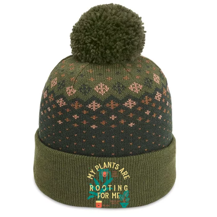 My Plants Are Rooting For Me Plant Funny Gift Funny Gardener Gardening The Baniff Cuffed Pom Beanie