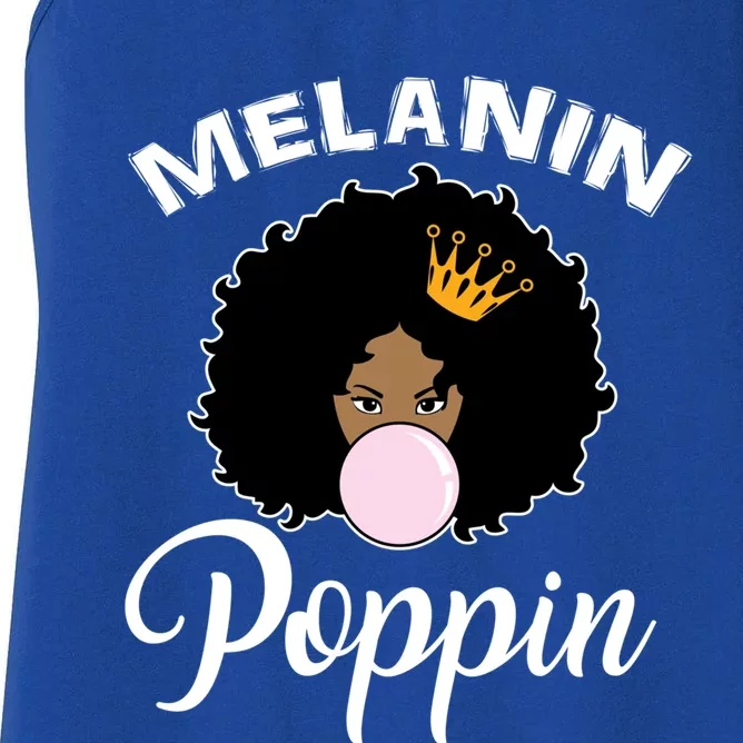 Melanin Poppin Afro Queen Cool Black History Month Gift Women's Racerback Tank