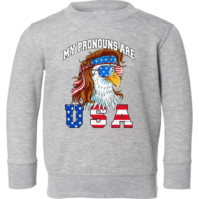 My Pronouns Are Usa Eagle American Toddler Sweatshirt