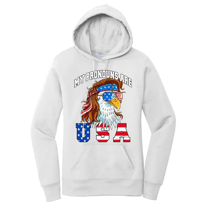 My Pronouns Are Usa Eagle American Women's Pullover Hoodie