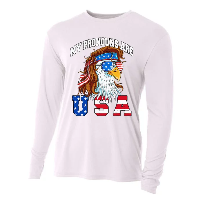 My Pronouns Are Usa Eagle American Cooling Performance Long Sleeve Crew