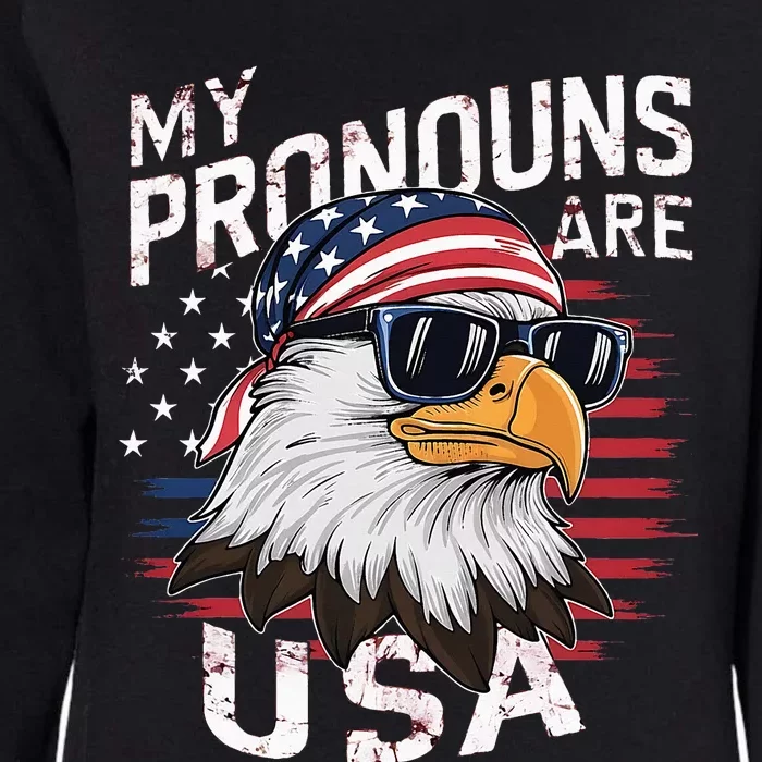 My Pronouns Are Usa Patriotic Eagle Womens California Wash Sweatshirt