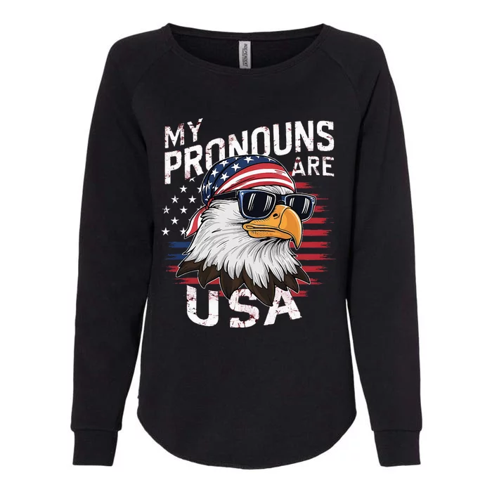 My Pronouns Are Usa Patriotic Eagle Womens California Wash Sweatshirt