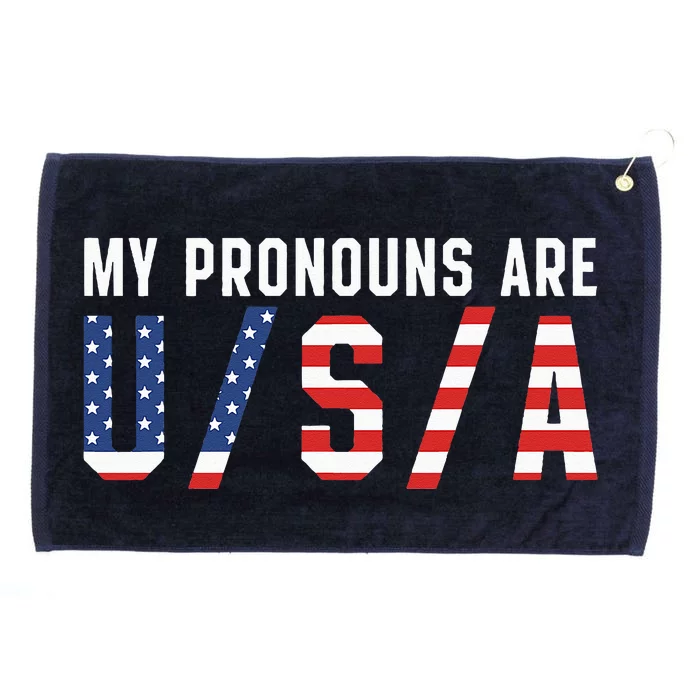 My Pronouns Are Usa Apparel Grommeted Golf Towel