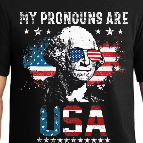 My Pronouns Are USA George Washington 4th Of July US Flag Pajama Set