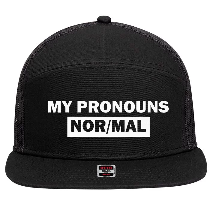 My Pronouns Are Nor Mal 7 Panel Mesh Trucker Snapback Hat