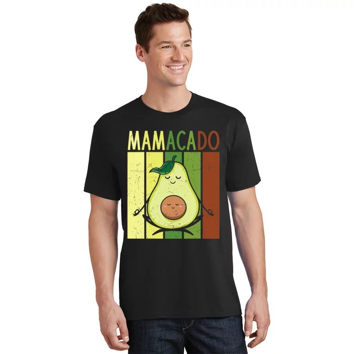 Mamacado Pregnancy Avocado Yoga Meditation Cute Mother's Day T-Shirt