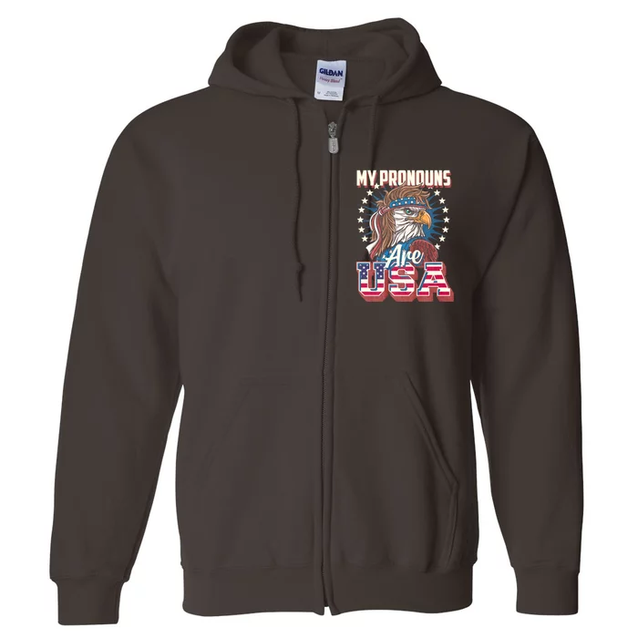 My Pronouns Are Usa Funny American Saying Full Zip Hoodie