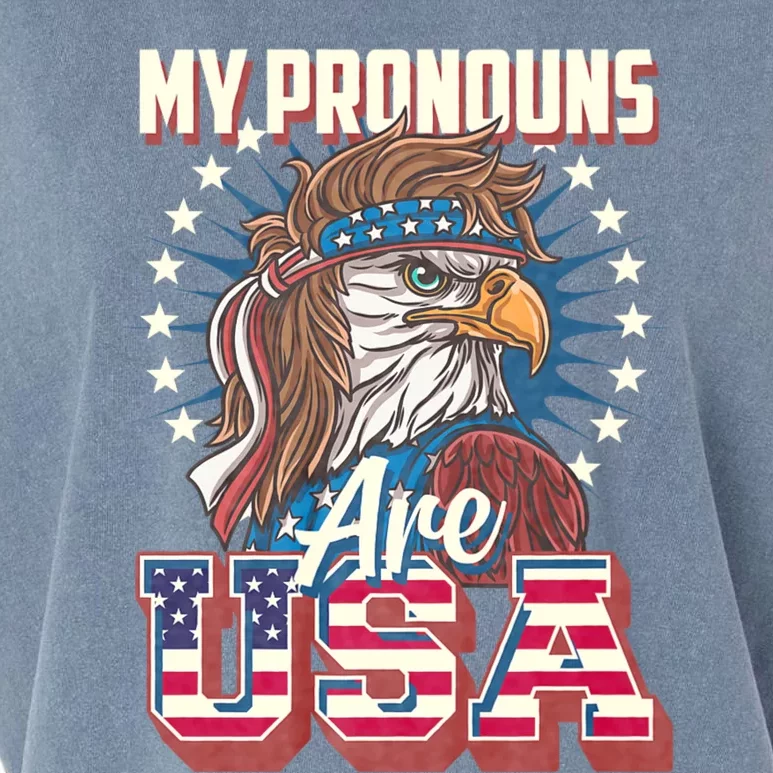 My Pronouns Are Usa Funny American Saying Garment-Dyed Women's Muscle Tee