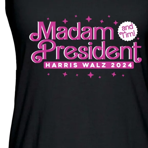 Madam President And Tim Kamala Harris And Tim Walz 2024 Ladies Essential Flowy Tank