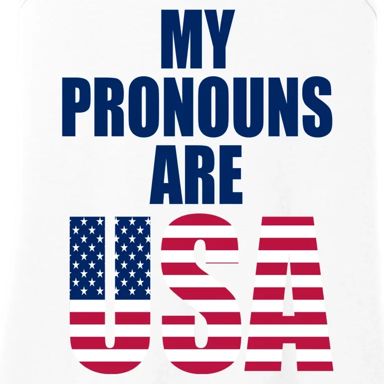 My Pronouns Are USA Patriotic Ladies Essential Tank