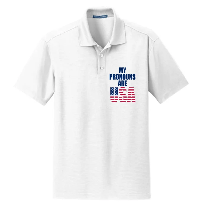 My Pronouns Are USA Patriotic Dry Zone Grid Performance Polo