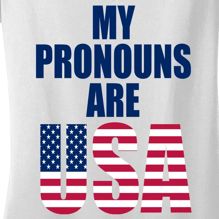 My Pronouns Are USA Patriotic Women's V-Neck T-Shirt