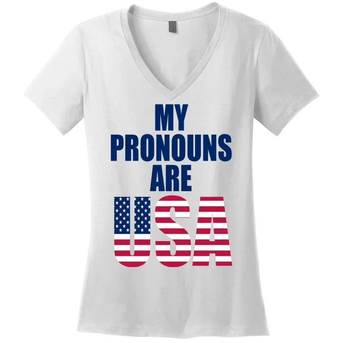 My Pronouns Are USA Patriotic Women's V-Neck T-Shirt