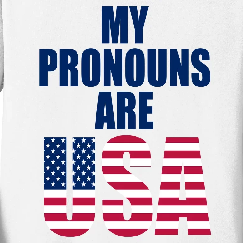 My Pronouns Are USA Patriotic Kids Long Sleeve Shirt