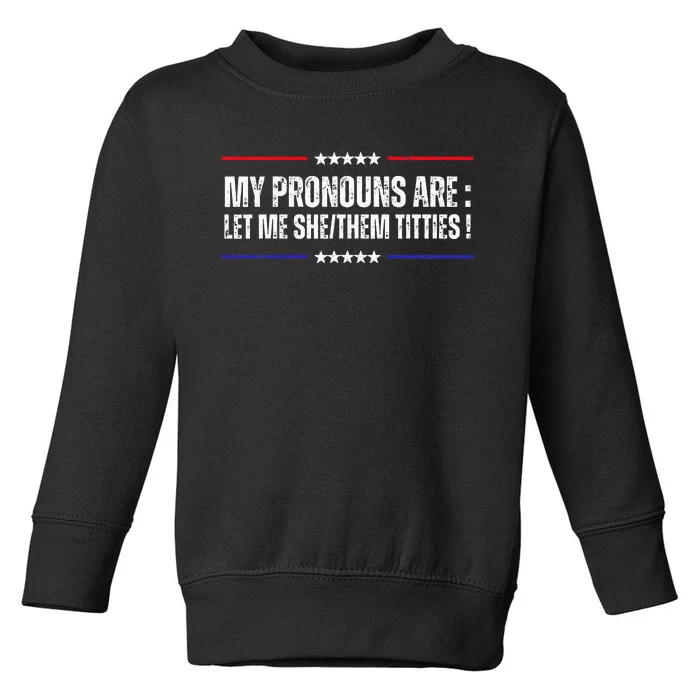 My Pronouns Are Let Me Shethem Titties Adult Humor Joke Toddler Sweatshirt