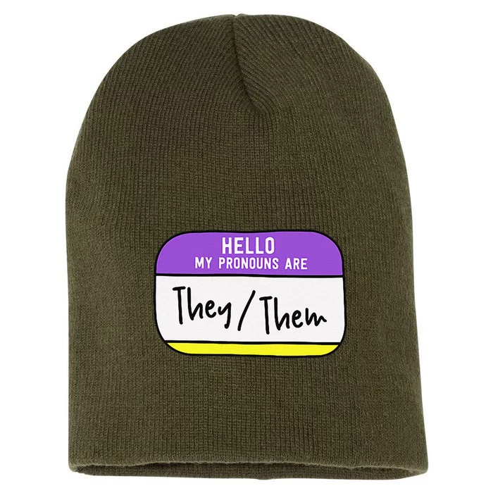 My Pronouns Are They Them Gender Pride Lgbt Short Acrylic Beanie