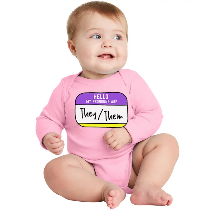 My Pronouns Are They Them Gender Pride Lgbt Baby Long Sleeve Bodysuit