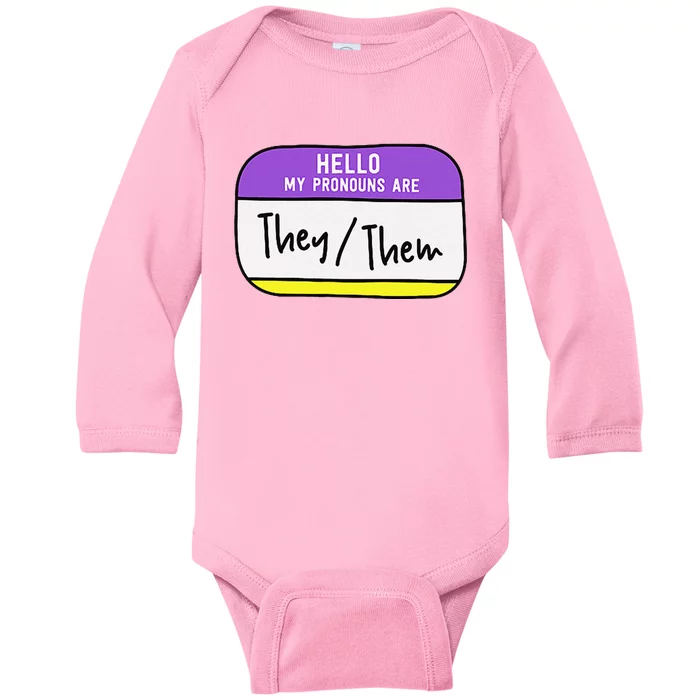 My Pronouns Are They Them Gender Pride Lgbt Baby Long Sleeve Bodysuit