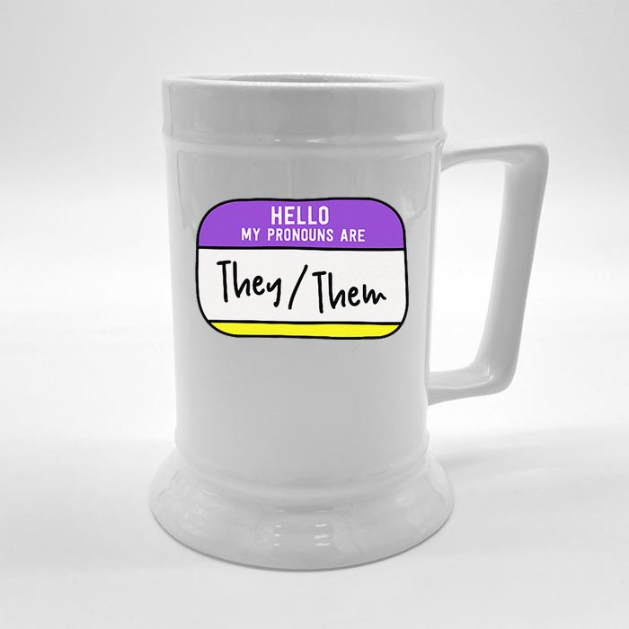 My Pronouns Are They Them Gender Pride Lgbt Front & Back Beer Stein