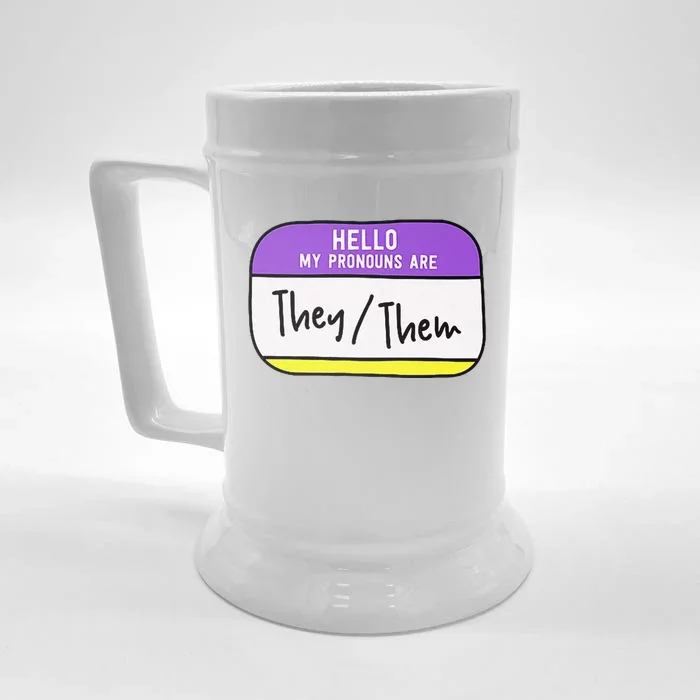 My Pronouns Are They Them Gender Pride Lgbt Front & Back Beer Stein