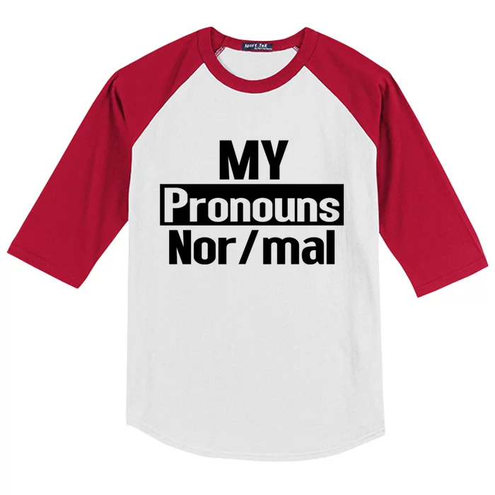 My Pronouns Are Nor/mal Funny Kids Colorblock Raglan Jersey