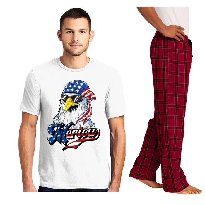 Merica Patriotic American Eagle Mullet 4th Of July USA Flag Fireworks Pajama Set