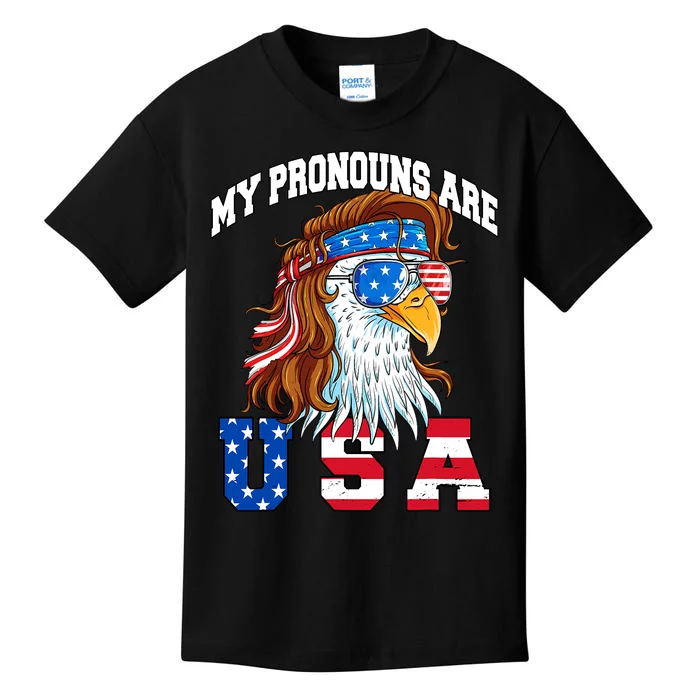 My Pronouns Are Usa Eagle American Funny 4th Of July Kids T-Shirt