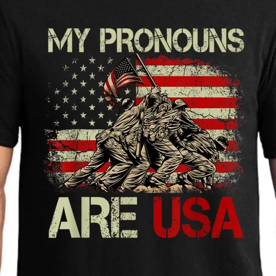 My Pronouns Are Usa 4th Of July American Flag Tie Dye Pajama Set