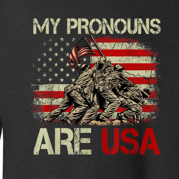 My Pronouns Are Usa 4th Of July American Flag Tie Dye Toddler Sweatshirt