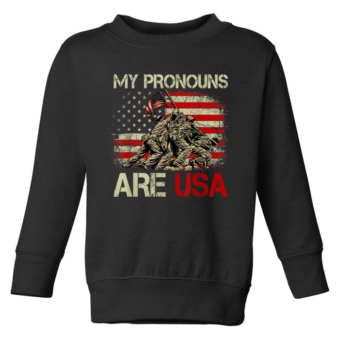 My Pronouns Are Usa 4th Of July American Flag Tie Dye Toddler Sweatshirt