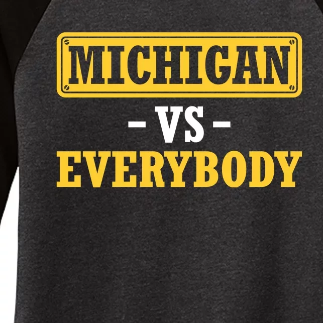 Michigan Pride Bold Statement Apparel For Sports Fans Women's Tri-Blend 3/4-Sleeve Raglan Shirt