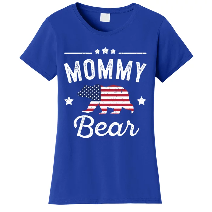 Mommy Patriotic Bear Flag Matching 4th Of July Funny Gift Women's T-Shirt