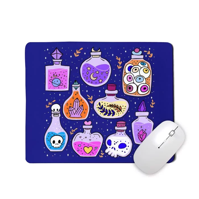 Magical Potions Bottles Witchy Halloween Print Mousepad