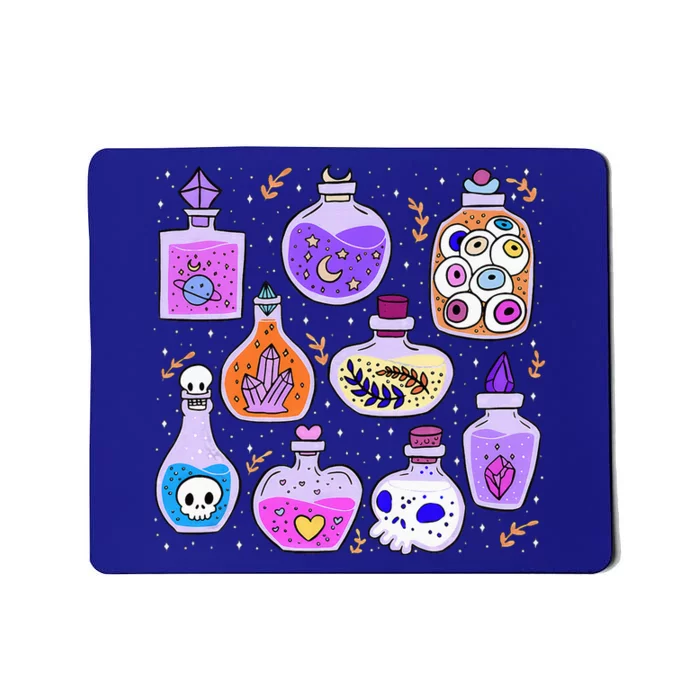 Magical Potions Bottles Witchy Halloween Print Mousepad