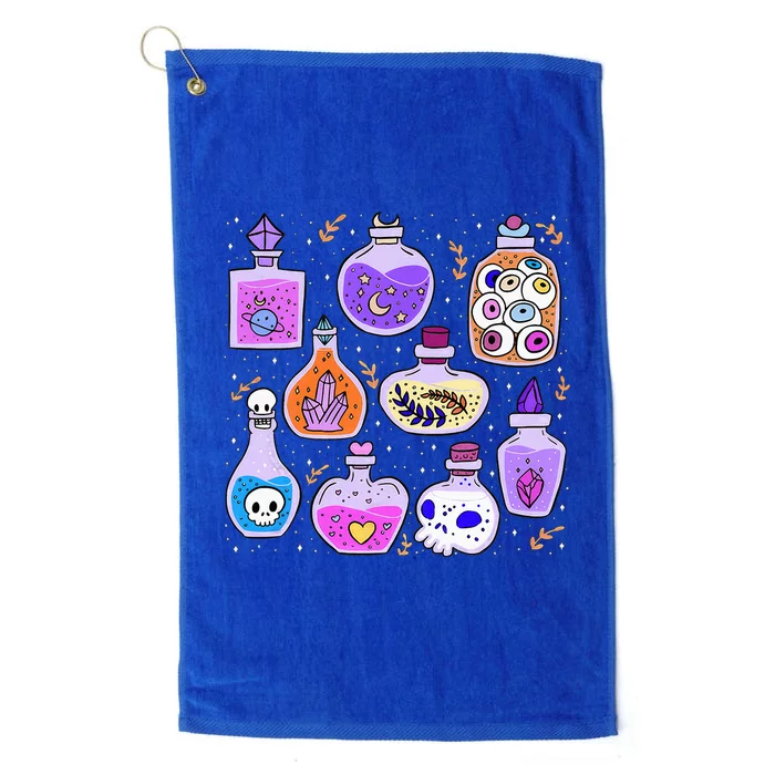 Magical Potions Bottles Witchy Halloween Print Platinum Collection Golf Towel